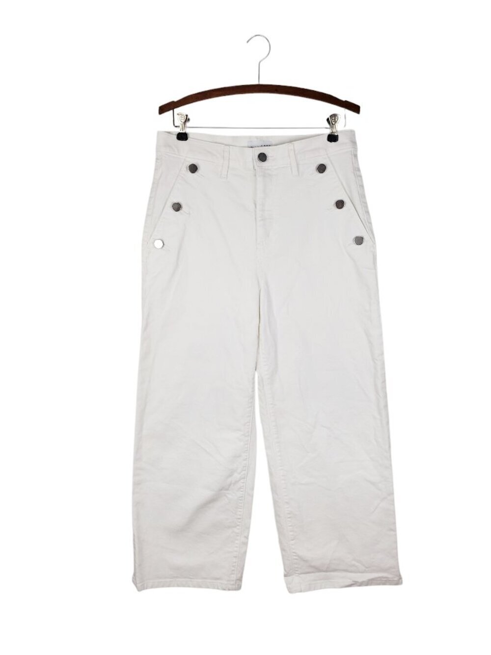Loft Wide Leg Sailor Jeans White Mariner High Rise Ankle Nautical Womens 28